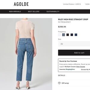 Agolde Riley Cropped Straight Jeans